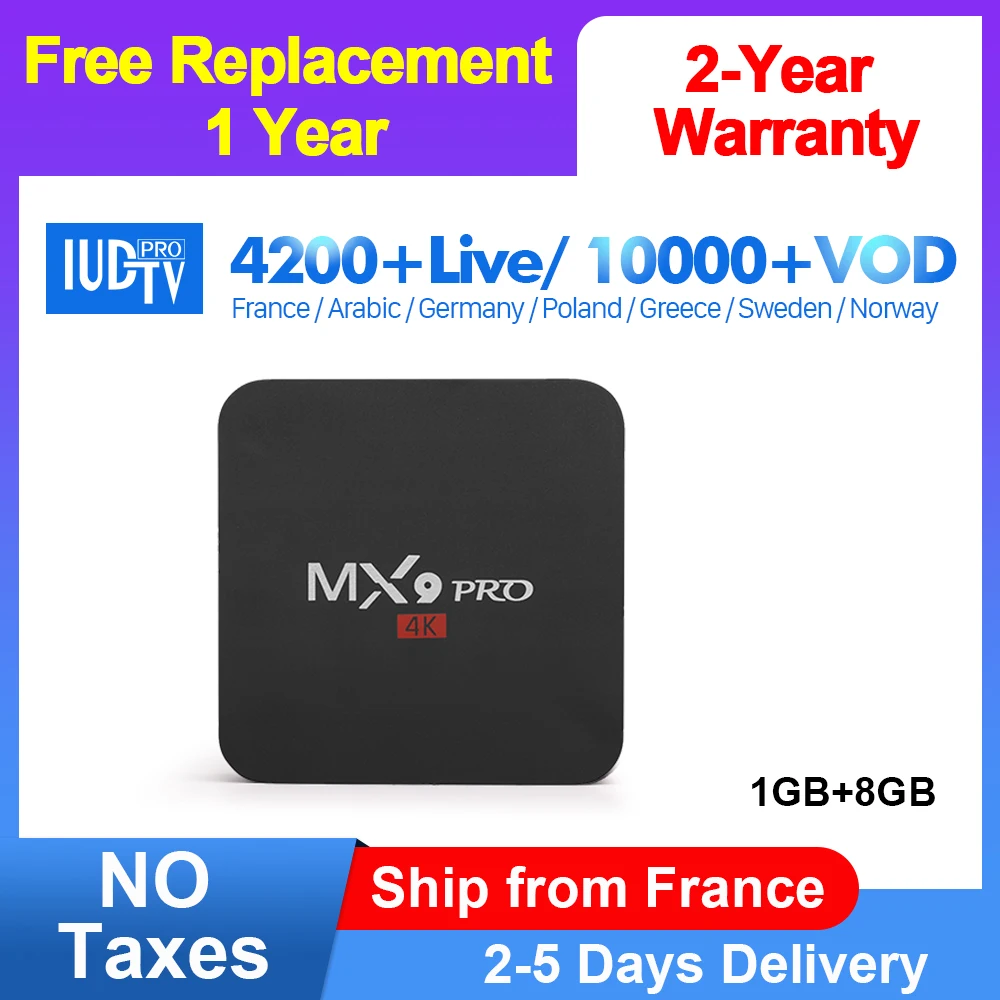 IUD tv Pro IP tv Италия Франция арабский MX9pro Смарт Android 8,1 tv Box 1G 8G IP tv Франция Испания Швеция Португалия IP tv греческая индийская приставка