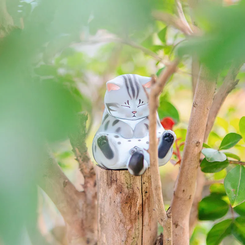 9 шт., милая креативная фигурка животного, модель, украшение, спящий храп, толстый кот с колокольчиком, сидящий котенок, игрушечный подарок