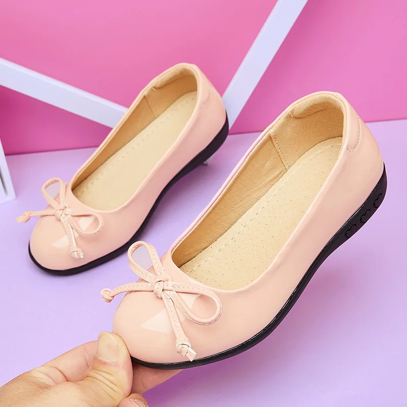 

Girl'S Nude Shoes Black Shoes Princess Shoes Little Girl Shoe Summer Red Children Women's Performance Black And White with Patte