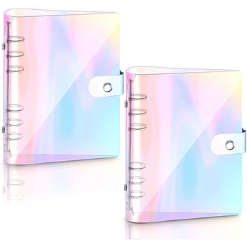 

2 Pieces Rainbow Clear Soft PVC Notebook Cover Protector for Ring-Bound Planner Page, Inner Paper Not Included (A5 Size)