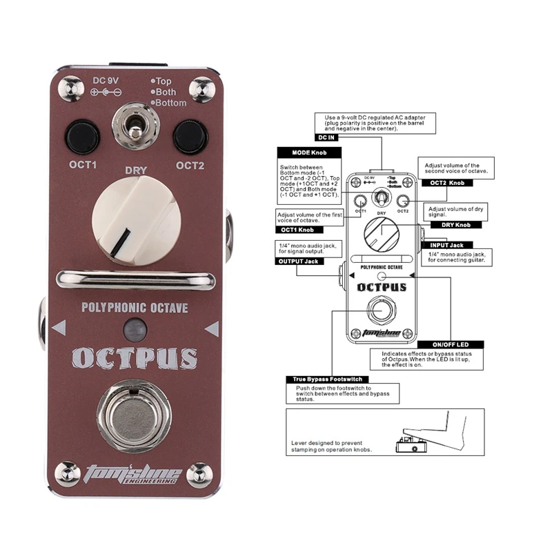 Арома AOS-3 Octpus электрогитара педаль полифоническая Октава гитарный эффект педаль мини один эффект гитарные части и аксессуары