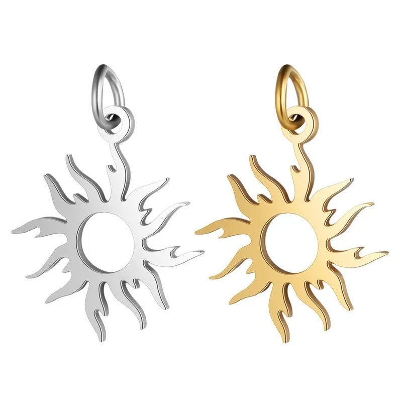 5pcs/lot DIY Stainless Steel Fashion Hollow Sun Pendant Mirror Polished Connector Charm - Image 5