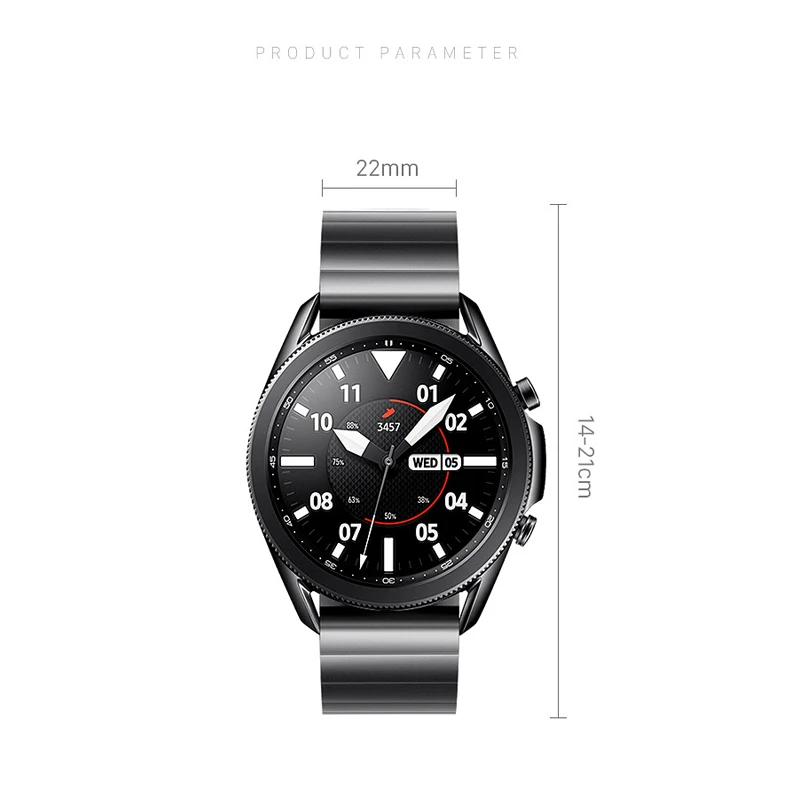 Metal bracelet 20mm 22mm for samsung galaxy watch 3 45mm 41mm/active 2 40mm 44mm/Gear sport S2 S3 band stainless steel strap