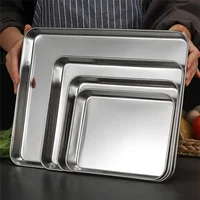 Rectangle Thicken Stainless Steel Food Storage Tray Steamed Sausage  Plates Fruit Baking Pastry Pans Kitchen Bread Loaf Dishes 1
