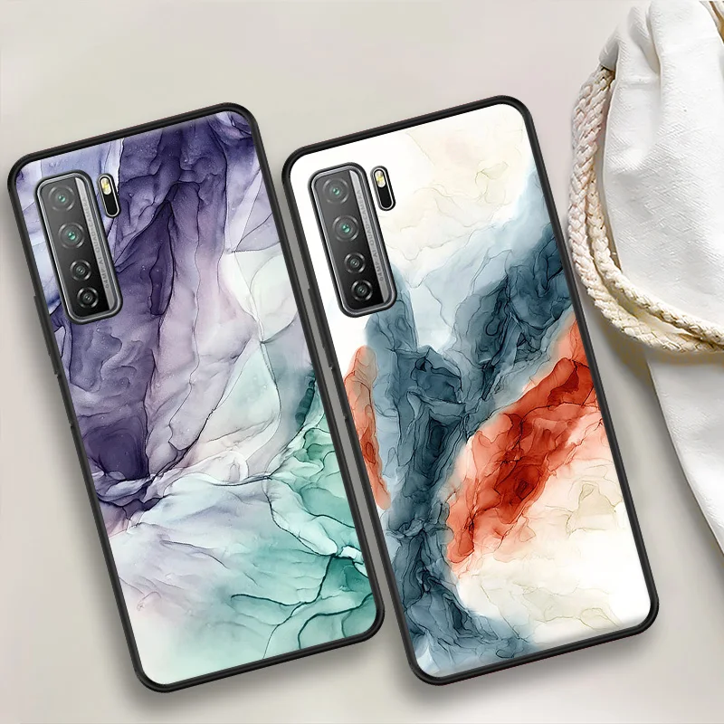 Чехол-накладка для Huawei Y7 2019 Y7p Y9 Y9S Y8S Y8p 2018 из ТПУ с акварельным мраморным узором |