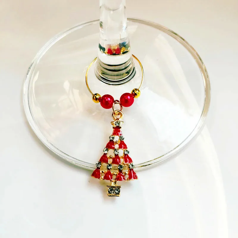 Christmas Party Wine Glass Marker Charms Rings Marker Bar Table Decorations Set of 6pcs
