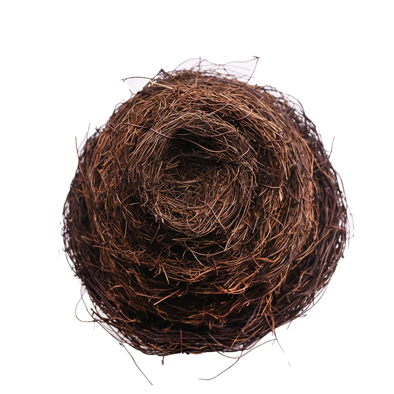 8-25cm Vintage Round Rattan Bird Nest Handmade Craft Vine Simulation Bird Nest Easter Egg Decor Props Home Garden Window Display