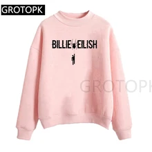 Толстовки Kawaii Billie Eilish с буквенным принтом, толстовка с длинным рукавом, женская одежда, повседневная одежда, большие размеры, хип-хоп, уличная одежда