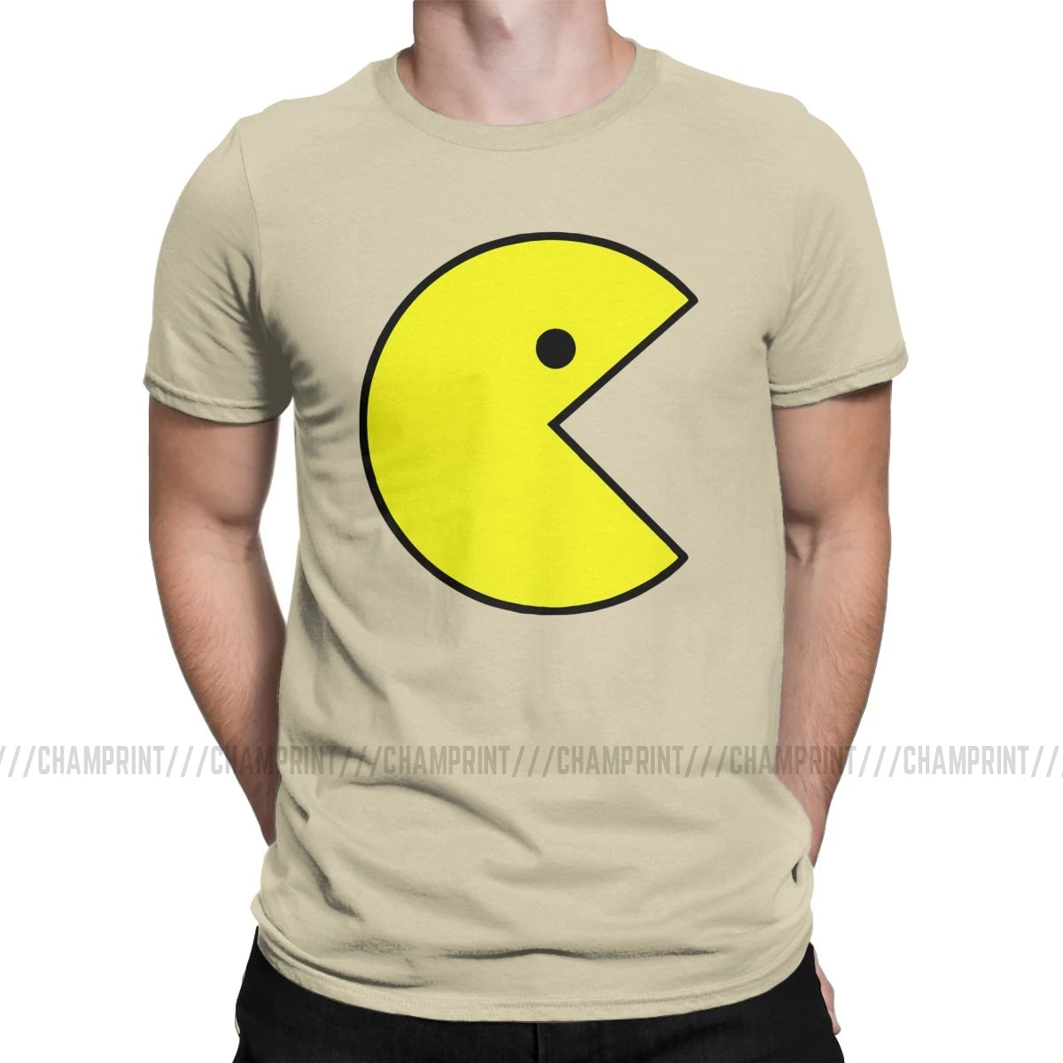 Винтажные футболки Pac-man, мужские хлопковые футболки с круглым вырезом, Pacman Pakkuman, ретро 80 s, аркадные игры, футболки с коротким рукавом, одежда для взрослых - Цвет: Хаки