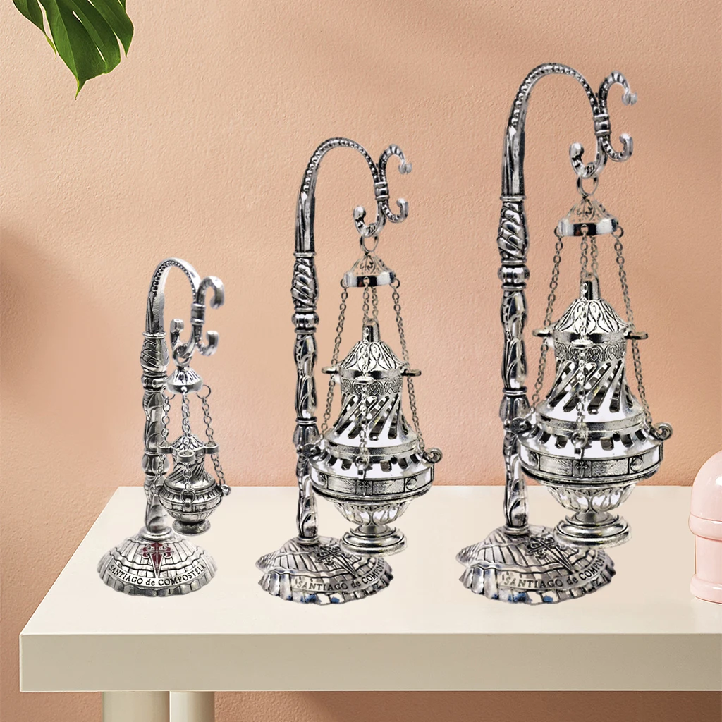 HOMSFOU 2pezzi Bruciatore Di Incenso Metallo Forma Di Antica Da Decorazione Retro Per Casa e Ufficio Portatile Per Meditazione e Yoga
