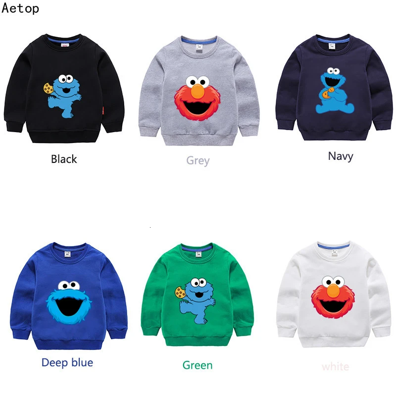Коллекция года, детские летние топы с круглым вырезом для мальчиков и девочек, с изображением монстра-печенья, смешного цвета, Детская футболка с героями мультфильмов Детский свитер