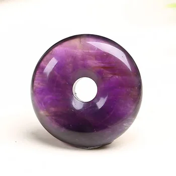 

Dropshipping Purple Natural crystal Pendants Carved Small Safety Button Pendants Sweater Chain Necklace for Women Simple Jewelry