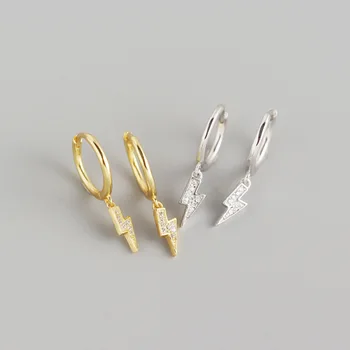 

YHE0236 Europe and America Cross Border Best Seller S925 Fine Silver INS Geometry Lightning Diamond Set Ear Stud Versatile Ear C