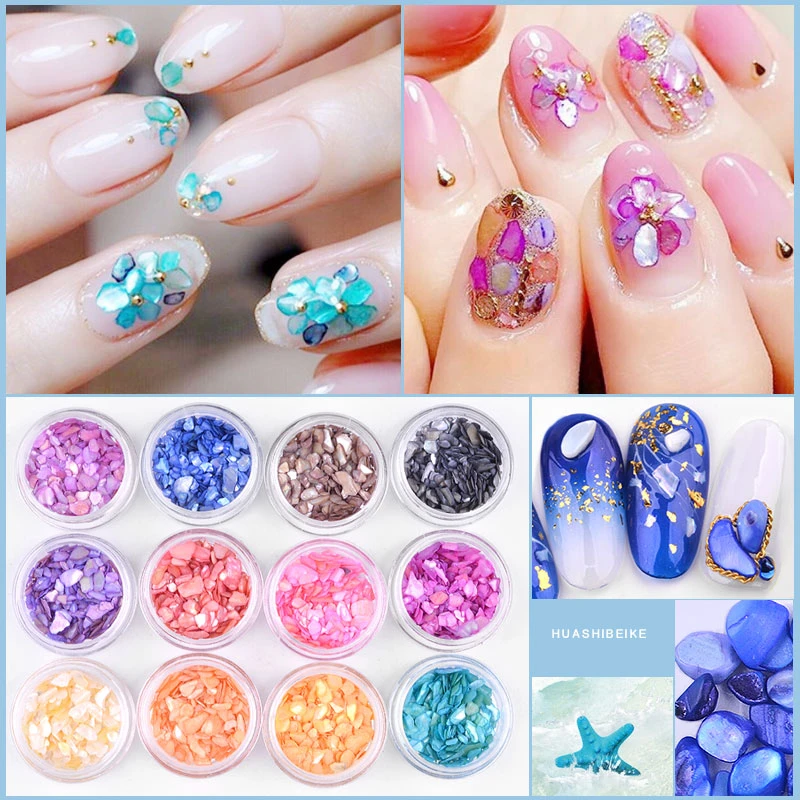 12 Pcs Set Shell Nail Supplies All For Manicure Design 21 Art Accessoire Stickers For Nails Decoration Rhinestones Decorations Aliexpress