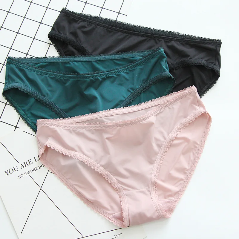 

silk like simple womens under wear panties briefs women