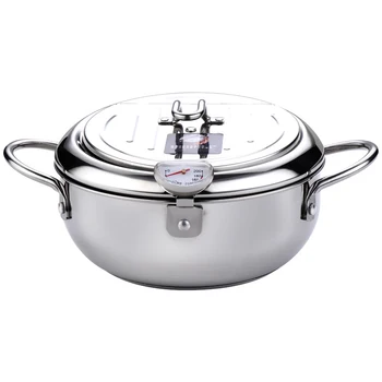 

Tempura Fryer with Thermometer Lid Non-stick Stainless Steel Frying Pot for Kitchen Suitable Gas Induction Cooker Electric TP899