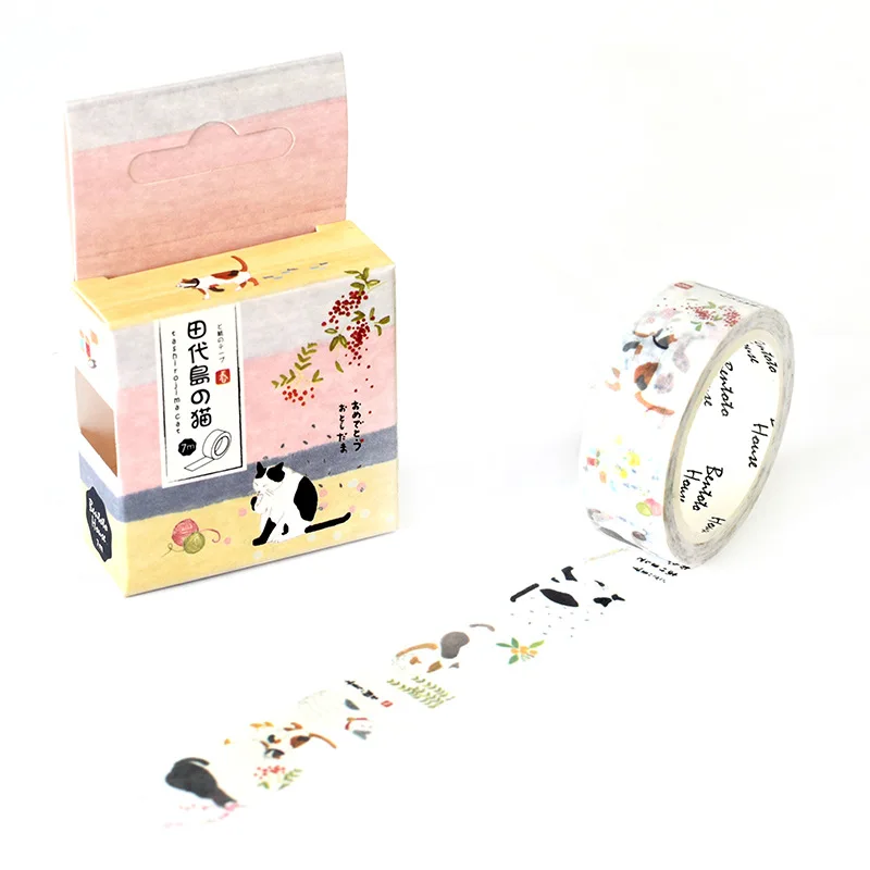 1 шт. DIY японский Бумага декоративная клейкая лента мультфильм наклейки романтические вишня наклейки лента Washi/клейкую ленту наклейки Размер 15 мм* 7 м - Цвет: TaoDaiDeMao