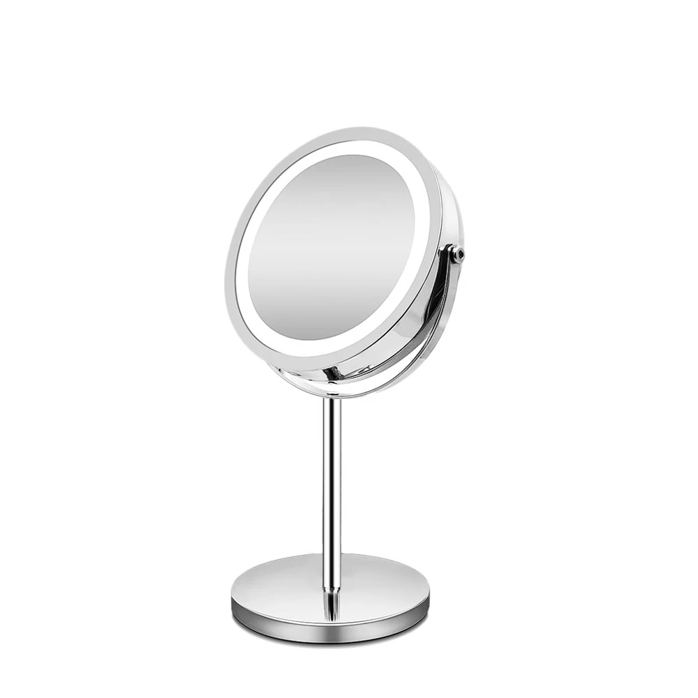 Koop 10x Vergrootglas Desktop Make Up Spiegel Met Led Licht 360 Rotatie Double Side 7 Inch Led Verlichte Up Comestic Spiegel