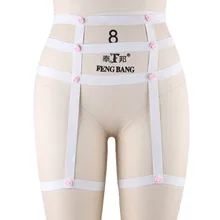 Для женщин Высокая талия подвязки с поясом и страховочная система белый эластичный бандаж жгут сексуальные цветы нижнего белья в стиле Панк Harajuku гот Fetish Rave