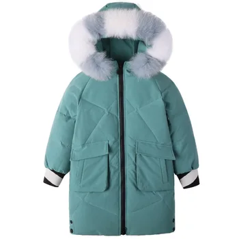 

New Russian Winter Jacket For Girls Plus Velvet Warm Hooded Children Outerwear Coat 6-14 Years Kids Teenage Girls Parkas