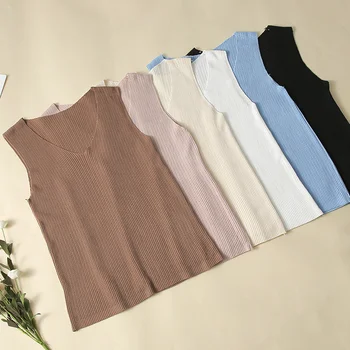 

2020 new vest women's fashion summer sexy knitted vest T-shirt vest ice silk sleeveless camisole top women's clothing