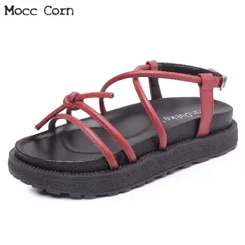 

2019 Summer Women Shoes Wedge Woman Platform Sandals Open Toe Gladiator Sandals Casual Lace Up Lady Beach Shoes Plus Size 42 43