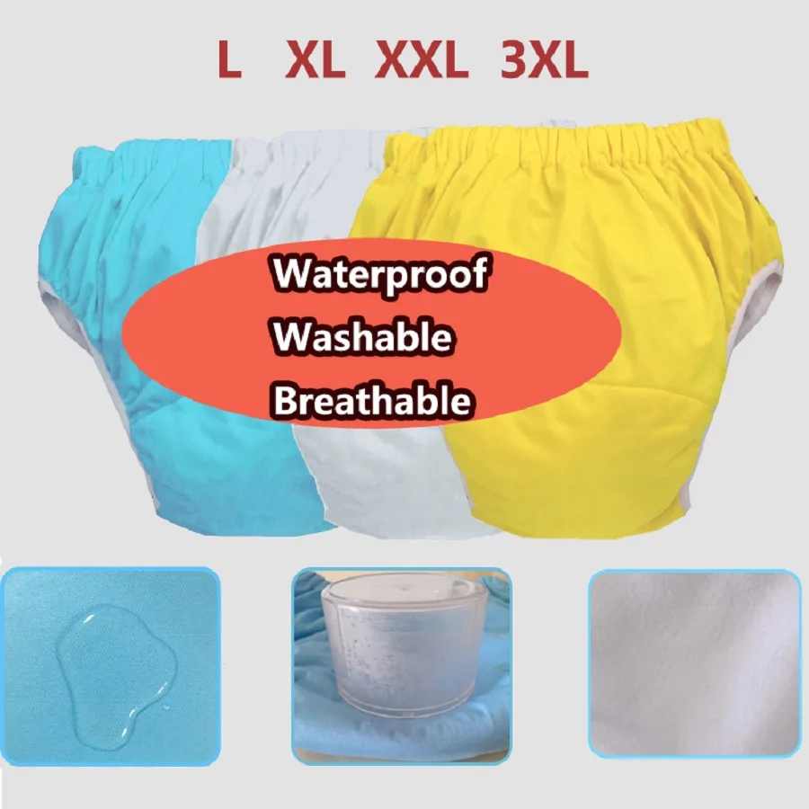 Elder's Incontinence Underwear Adult Cloth Diaper Cover Washable Waterproof Pants Leak Proof Briefs Men Women Oversized nursing postpartum lose weight chest gathered bra high strength shock proof fitness crossed back underwear 805a s 5xl qjn