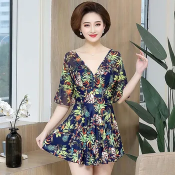 

Short Sleeve Deep V Neck Bathing Suit Women Push Up One Piece Swimsuit Lace Beach Dress 2019 Female Plus Size Backless Swimwear