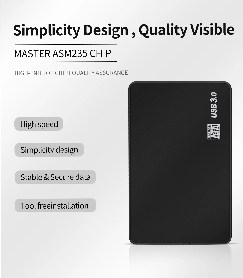 External HD Case USB 3 USB2.0/3.0 For SSD Hard Disk Drive HDD Box/Enclosure Pocket 2.5 HD SATA to USB Up to 10TB 5Gbps