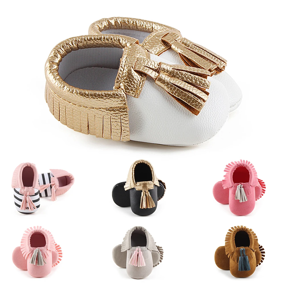 

Baby Shoes Newborn Infant Boy Girl First Walker PU Sofe Sole Princess Mixcolor Fringe Toddler Baby Crib Shoes Casual Moccasins