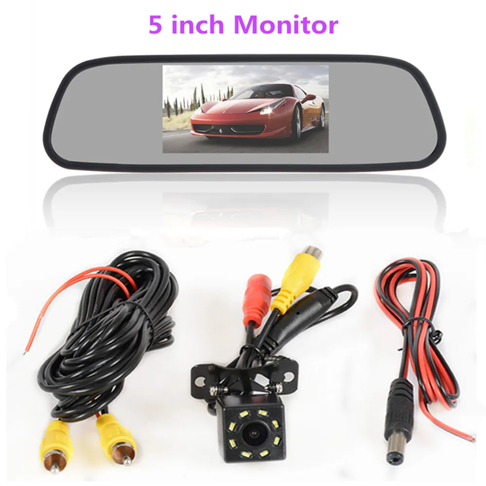 5 дюймов TFT lcd HD800* 480 экран автомобильный монитор зеркало заднего вида парковочный монитор с 2 видео входом, камера заднего вида опционально - Цвет: Monitor with cam04