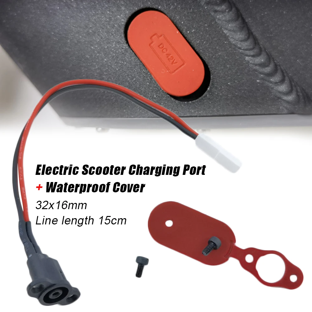 Electric Scooter Power Charger Cord Cable+Charging Port Plug Cover for  Xiaomi Mijia M365 Scooter Accessories