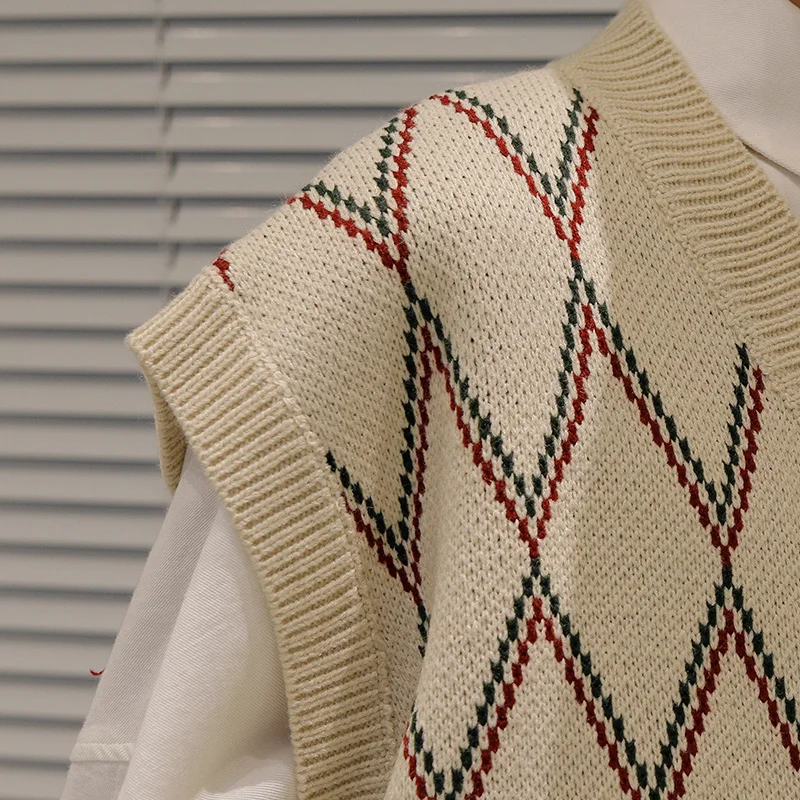 Жилет свитер мужской классический полосатый Алмаз свитер жилет без рукавов пуловер v-образным вырезом мужской дикий свитер осень