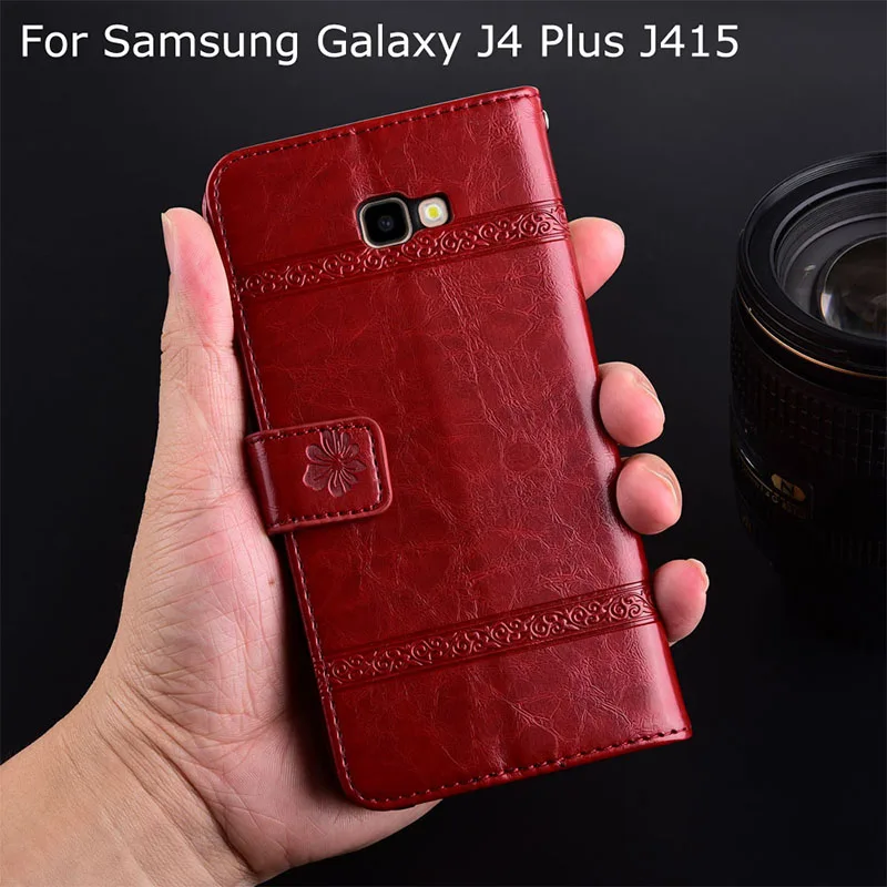 

Vintage flip card holster for Samsung Galaxy J4 + J6 + 2018 J415F J610 Fundas flower wallet for Samsung J4 J6 Plus 2018 case TPU