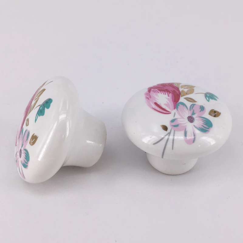 1 шт. тюльпан цветок окрашенные керамические ручки Кухня Ручка для дверцы шкафа