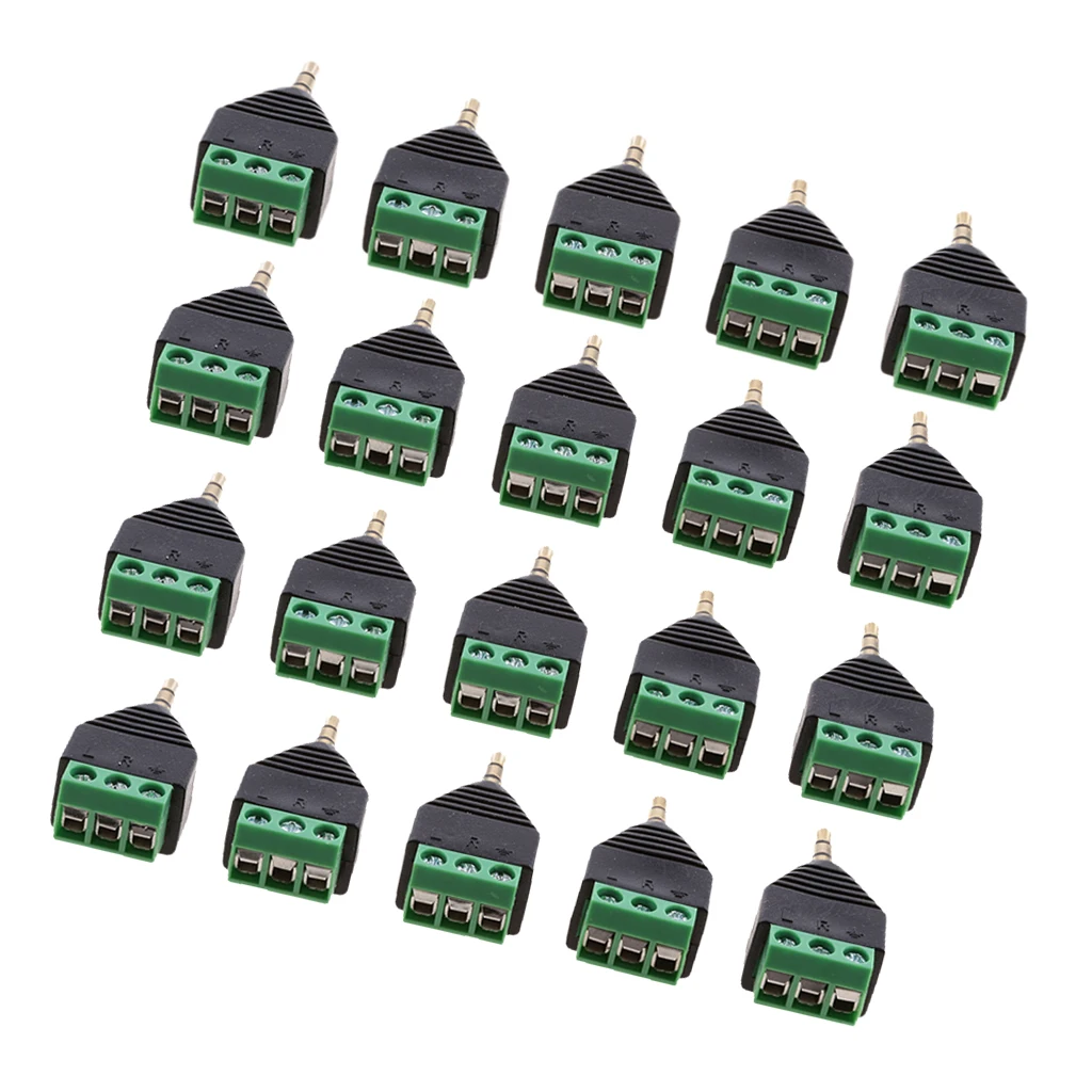 20 Packs 3.5mm 3 Pole Stereo Audio Vedio Male To Screw Terminal | Электроника