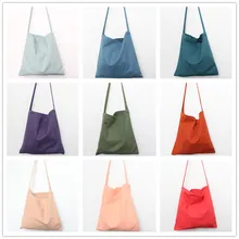 Твердые Цвет серии Han сумка Одна сумка тканевая через плечо из эко сумка из хлопка и льна простой цвет литературы и искусства в японском стиле Hi