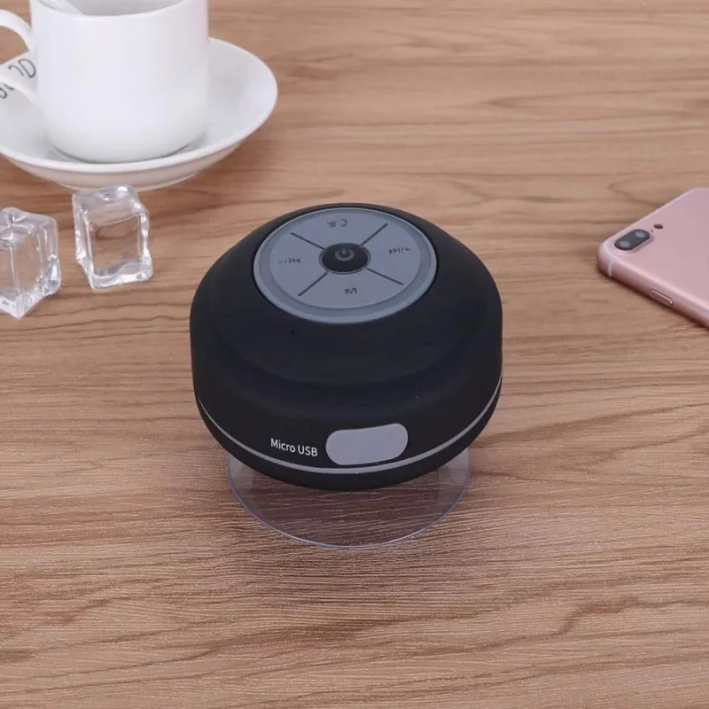 Черный Открытый Bluetooth динамик присоска водонепроницаемый беспроводной автомобильный динамик для мобильных телефонов Поддержка карты памяти с светодиодный лампой FM радио - Цвет: Черный