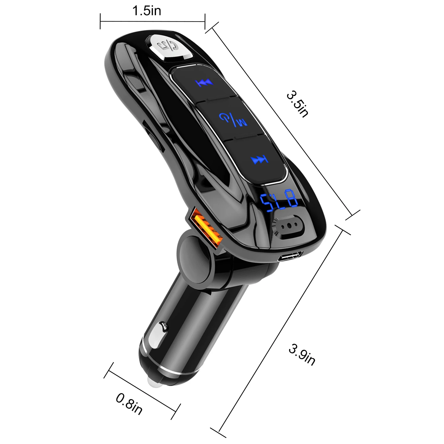 Bluetooth 5,0 автомобильный fm-передатчик PD QC 3,0 быстрое зарядное устройство Поддержка громкой связи U диск TF карта MP3 плеер Обнаружение напряжения батареи