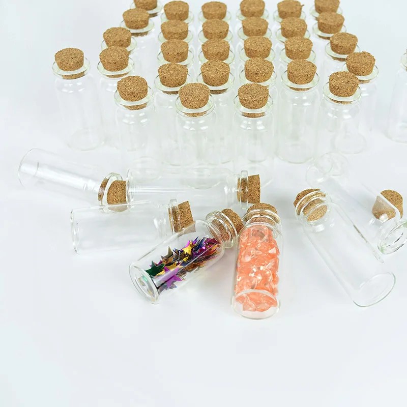 Mini Small Glass Bottles Clear Cork Stopper Christmas Wish Bottles Vials For Holiday Wedding Home Decoration Gifts Glass Bottles Mini Glass Bottles 5Pcs
