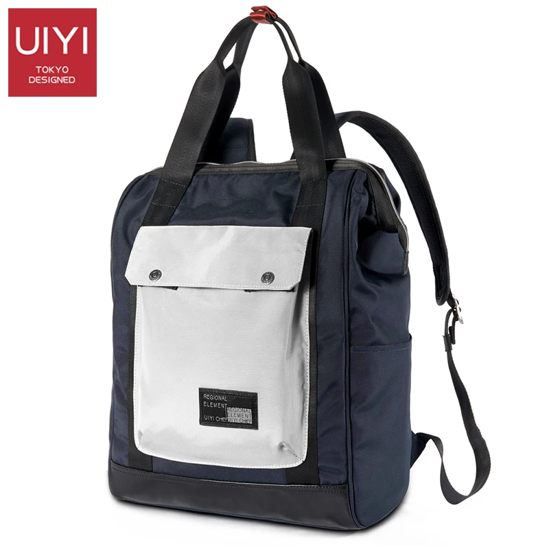 Мужской рюкзак из полиэстера синего и белого цвета в студенческом стиле школьные