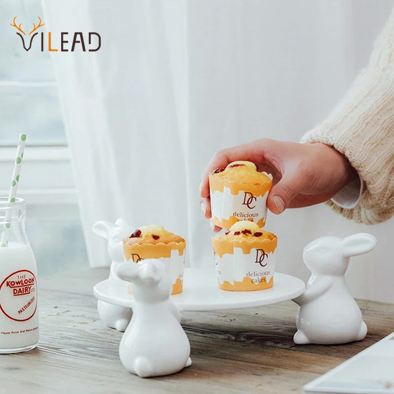 Керамическая подставка для торта VILEAD фруктовая тарелка набор еды милый кролик