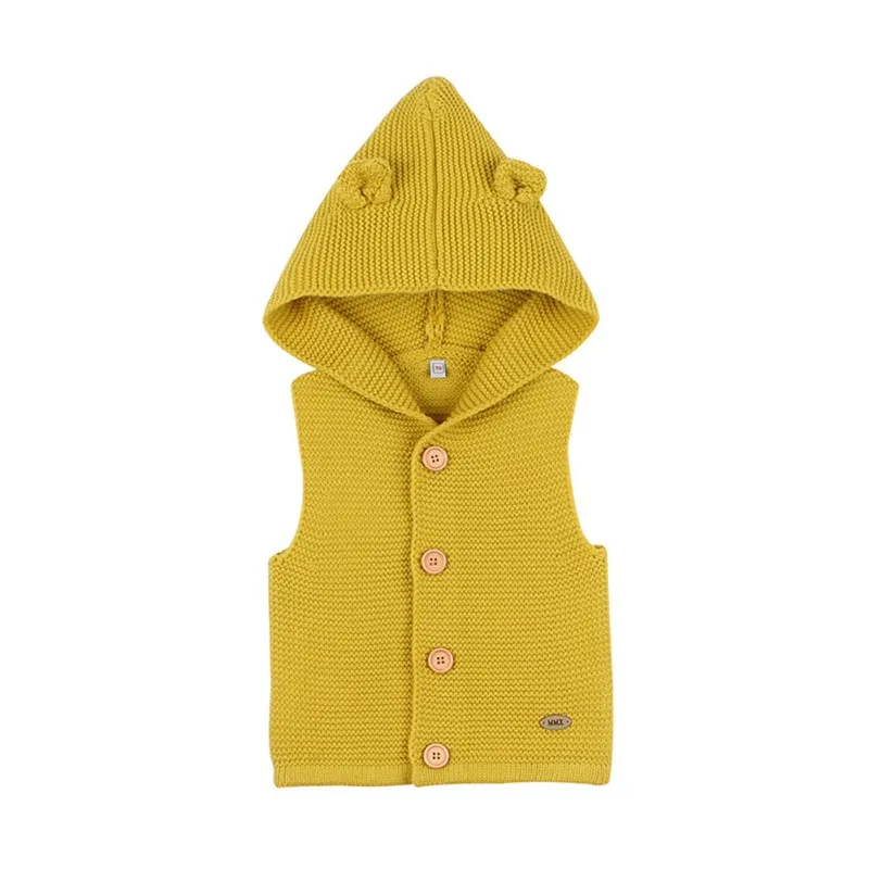 

Autumn Cotton Coat Kids Baby Girls Boys Solid Print Hoodie Vest Sweater Sleeveless Tops Coat Outerwear
