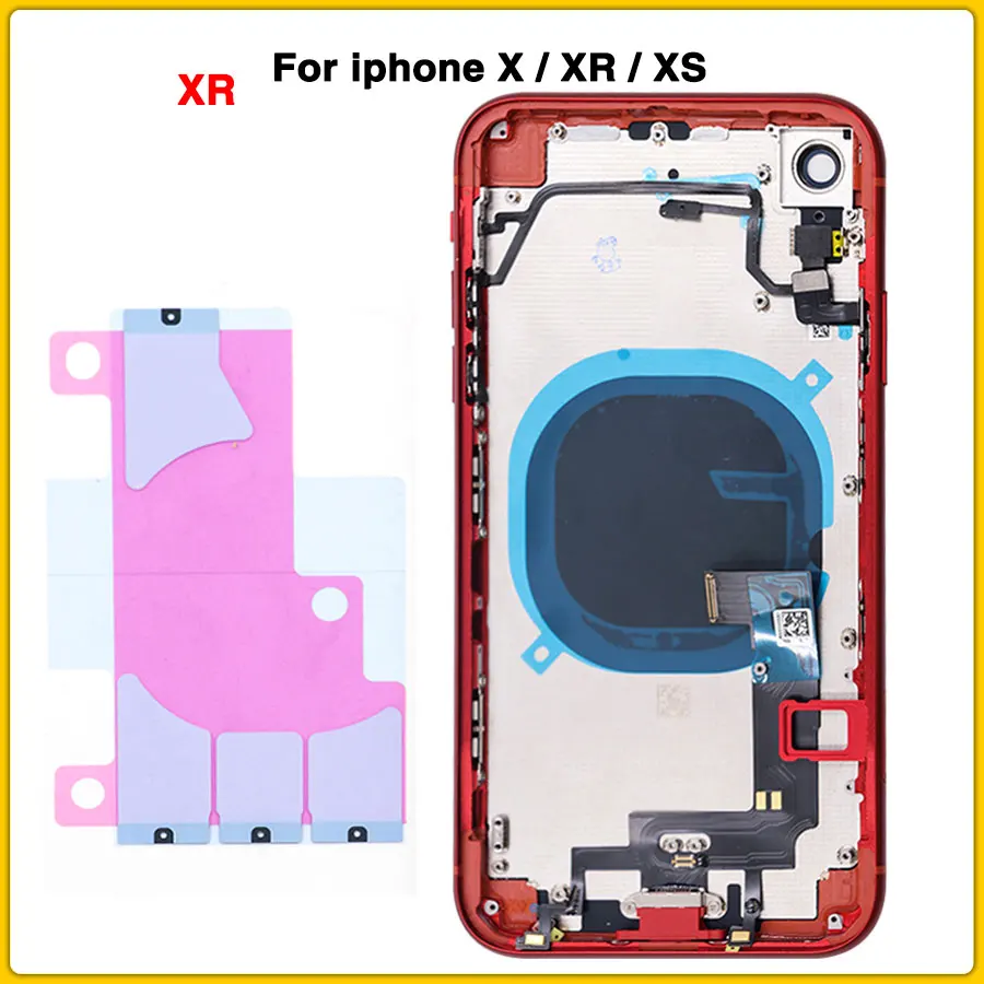 Полный Чехол для iPhone X XS XR батарея задняя крышка Дверь задняя крышка+ шасси средняя рамка с гибким кабелем+ Sim карта
