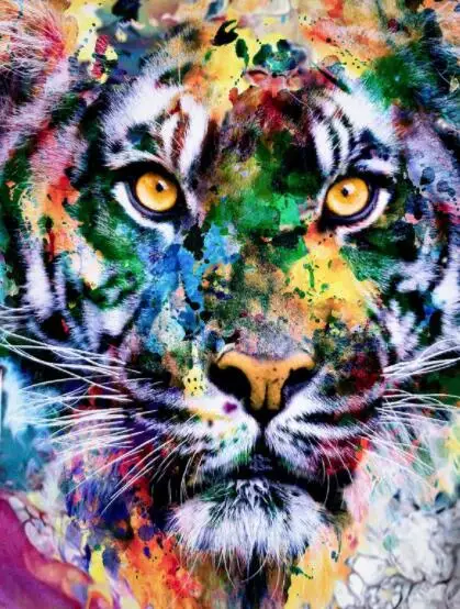 tiger and cat Diamond Painting Cross Stitch Full Square/round drill Mosaic Diamond Embroidery Rhinestone Anime photo Custom - Цвет: 11