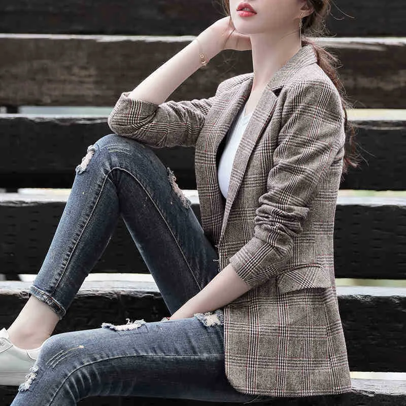 

Small Suit WOMEN'S Coat Spring And Autumn 2018 New Style Retro Plaid British Style CHIC Online Celebrity Pattern Blazer
