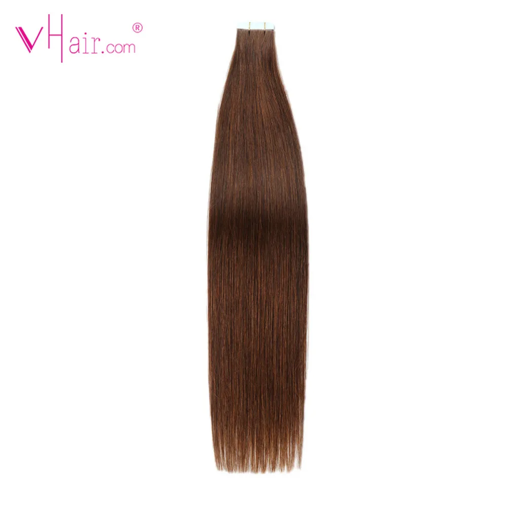 VHair прямые пряди из искусственной кожи ручная вязка на Клейкой Ленте Remy