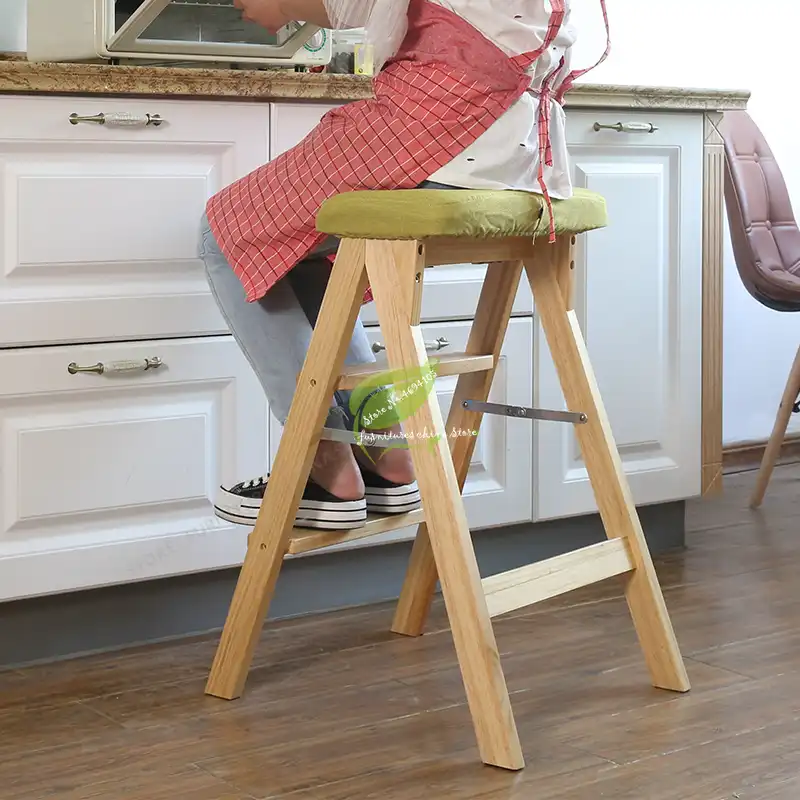 Modern Simplicity Solid Wood Foldable Step Stool Firm And Strong Bench Household Kitchen High Step Stool Bearing 100kg Aliexpress