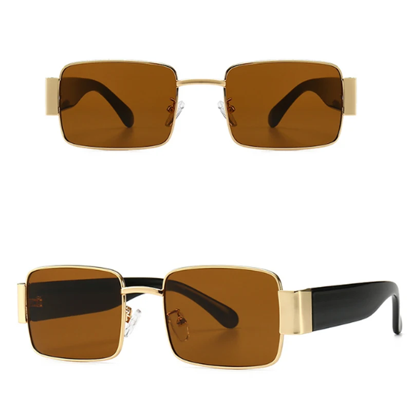 Новые модные панк Солнцезащитные очки Ретро Женские металлические квадратные стимпанк Солнцезащитные очки Мужские UV400 Z507 - Цвет линз: C8 Gold Tea
