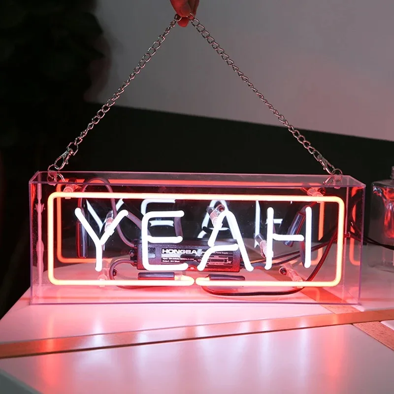 

GLASS neon Lights Box Neon Sign Panel Lights Christmas Xmas Party Colorful Glass Neon Acrylic Box for Home Room Bar ON AIR